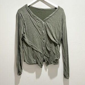 V::ROOM Women’s Green Button Front Lined Cardigan V-Neck Made In Japan Size S